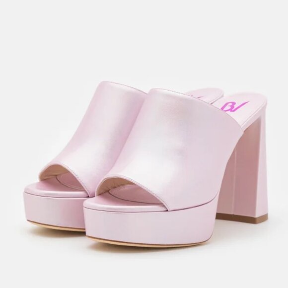 NIB$530 Bettina Vermillon Anita Platform Mules Block Heel Slip-0n Sandals 38.5 - Picture 4 of 16